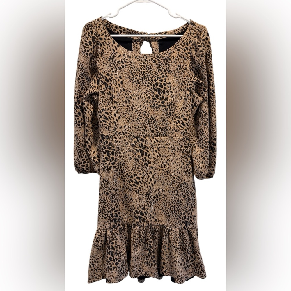 Anthropologie Maeve Animal Print Knit Cut Out Mini Dress - Picture 4 of 8